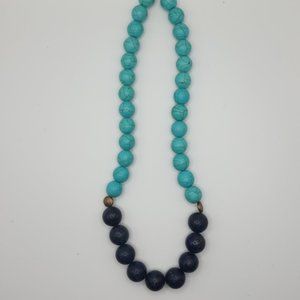 Vintage Turquoise Bead 18" Necklace With Sterling Silver Clasp